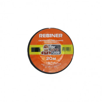 Ізолента ПВХ Rebiner 18 мм × 20 м (чорна)