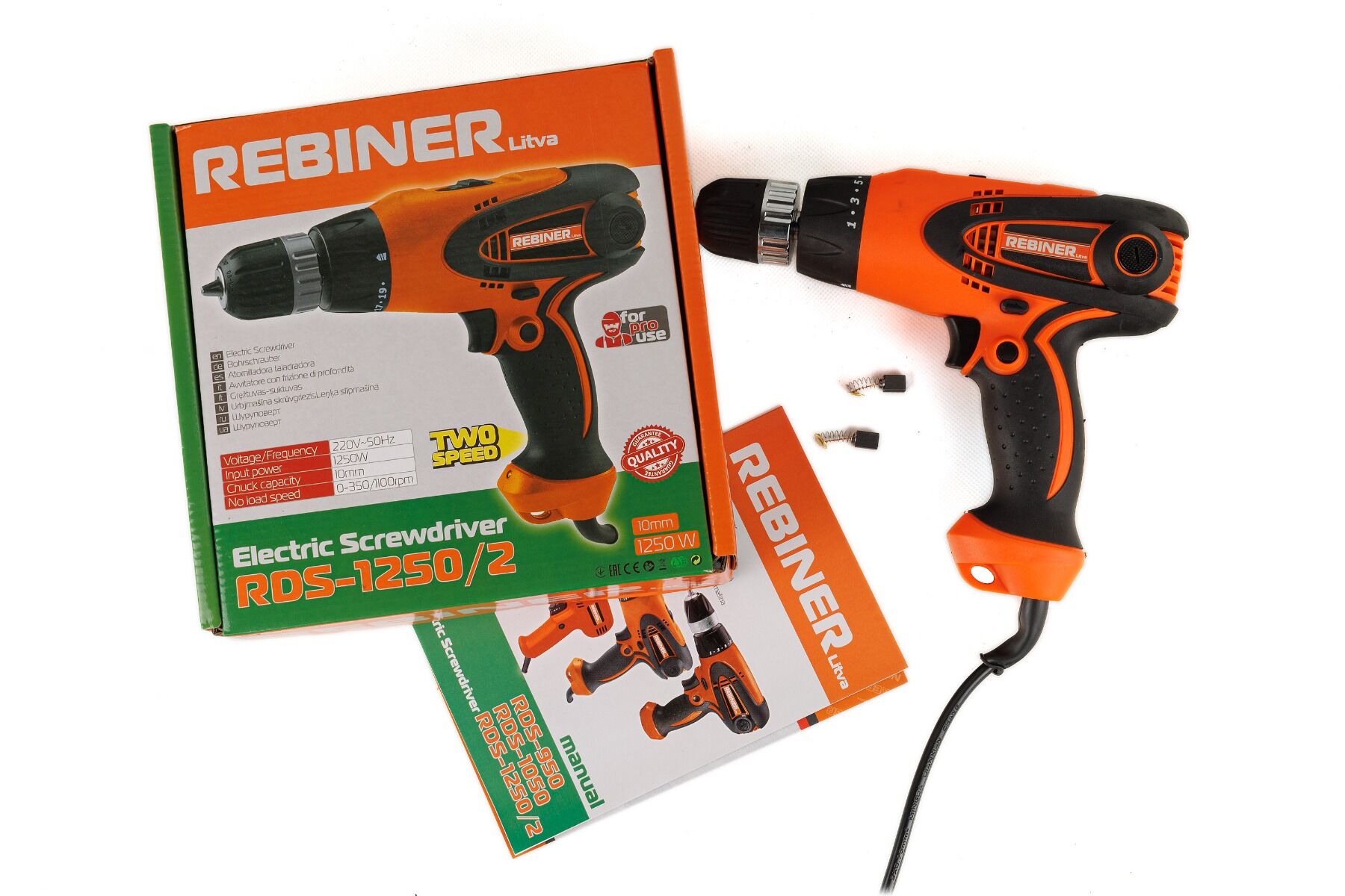 Шуруповерт сетевой Rebiner RDS-1250 двухскоростной