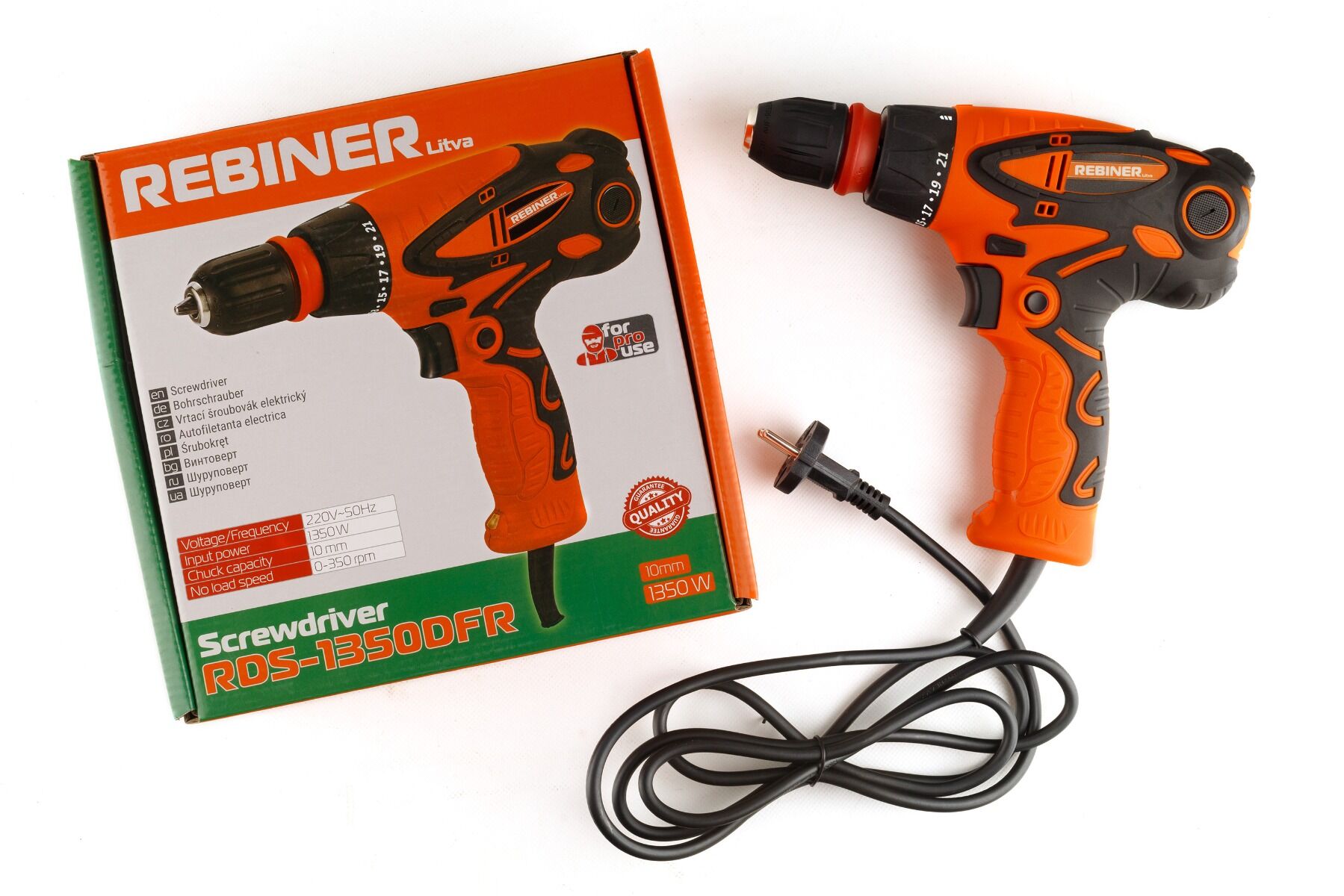 Шуруповерт мережевий Rebiner RDS-1350 DFR